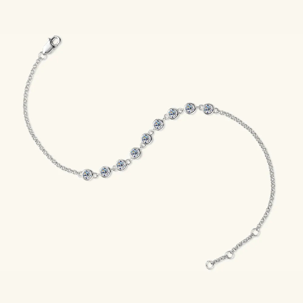 Fashorio Inlaid Moissanite 925 Sterling Silver Bracelet