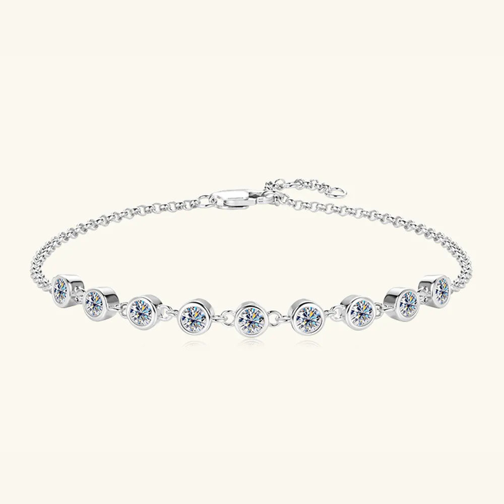 Fashorio Inlaid Moissanite 925 Sterling Silver Bracelet