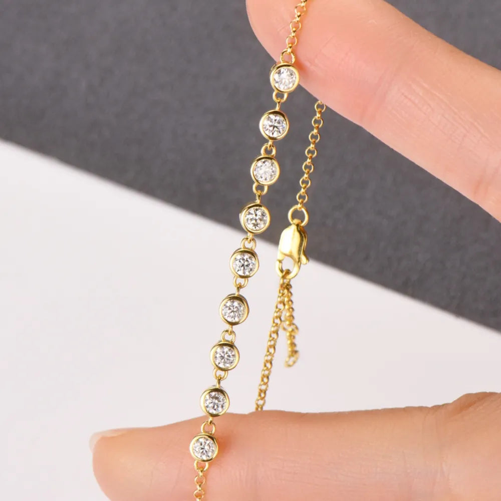 Fashorio Inlaid Moissanite 925 Sterling Silver Bracelet