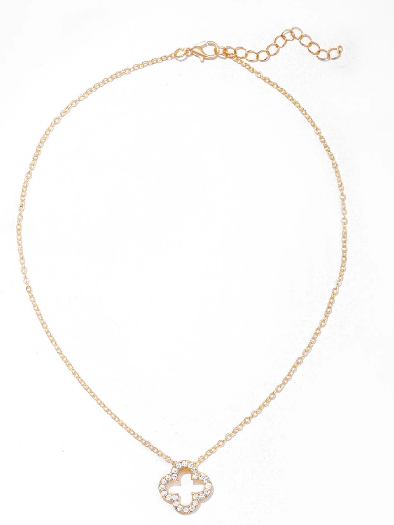 Fashorio Inlaid Zircon Clover Pendant Necklace