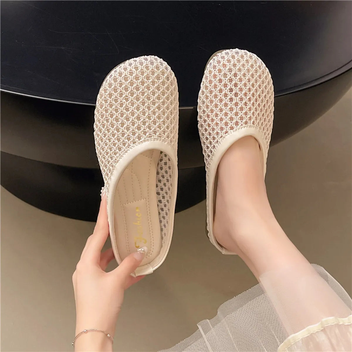 Fashorio Ivory / 35 Breathable Mesh Casual Slip-Ons