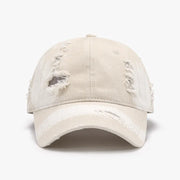 Fashorio Ivory / One Size Distressed Adjustable Cotton Baseball Cap