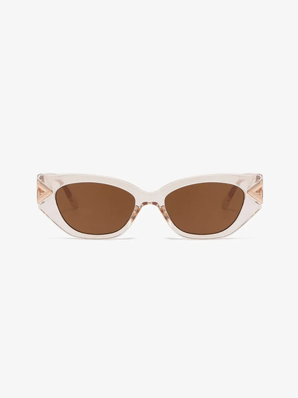 Fashorio Ivory / One Size Polycarbonate Frame Cat-Eye Sunglasses