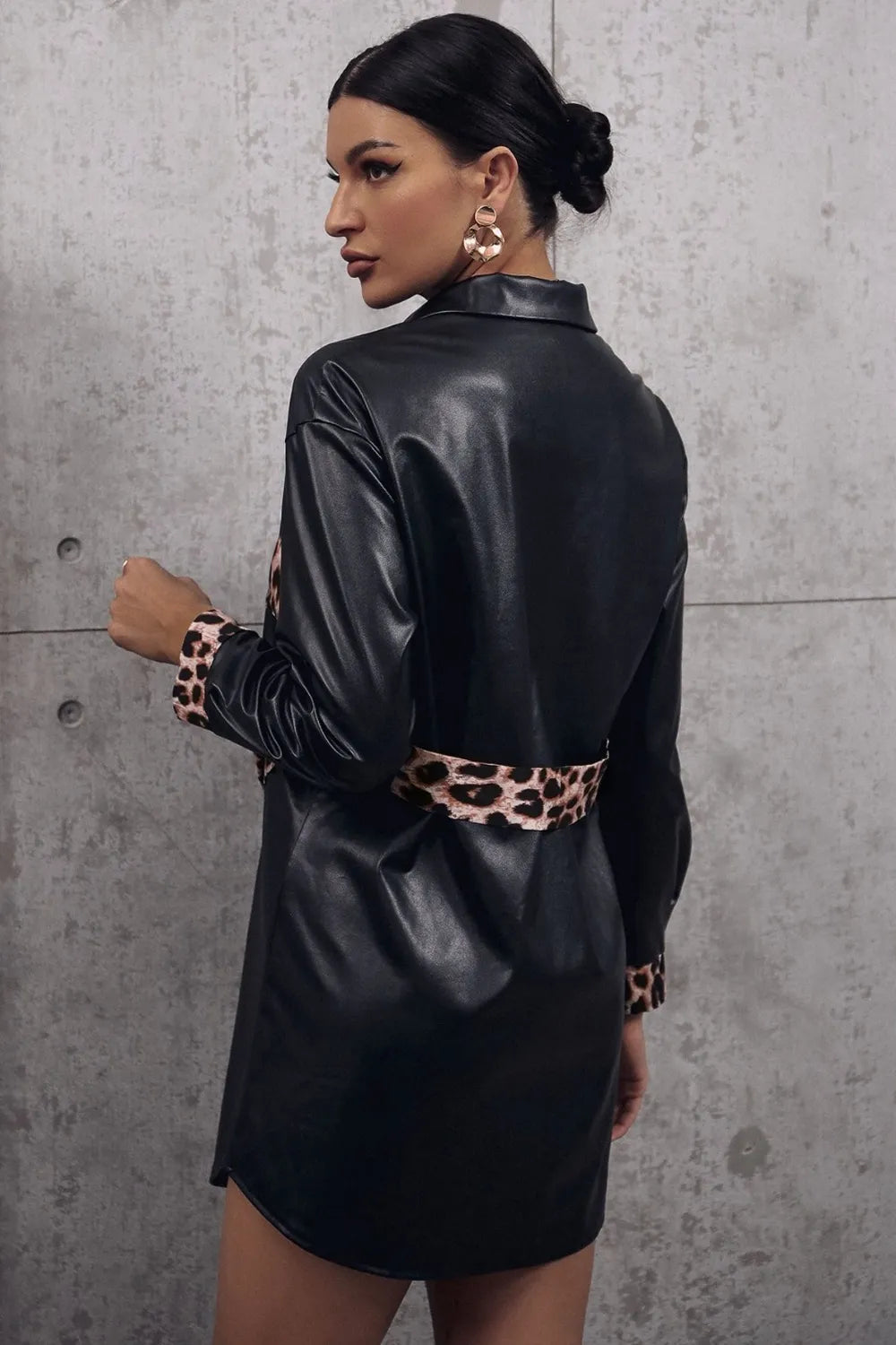 Fashorio Ivy Lane Tied Leopard Snap Down Trench Coat