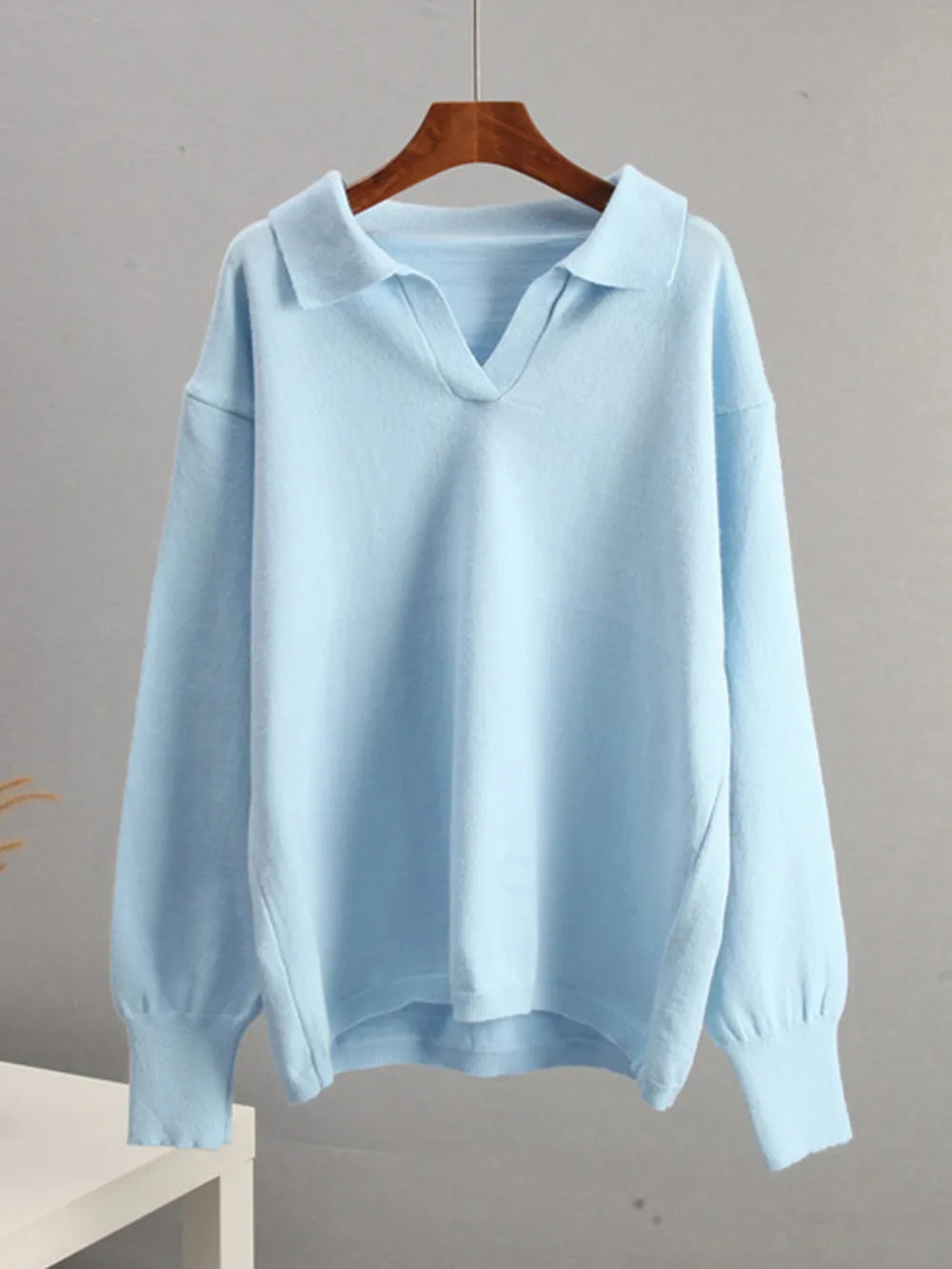 Fashorio Johnny Collar Long Sleeve Top and Pants Sweater Set