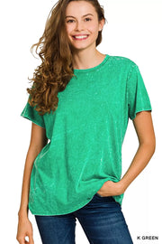 Fashorio K GREEN / S Zenana Washed Short Sleeve T-Shirt
