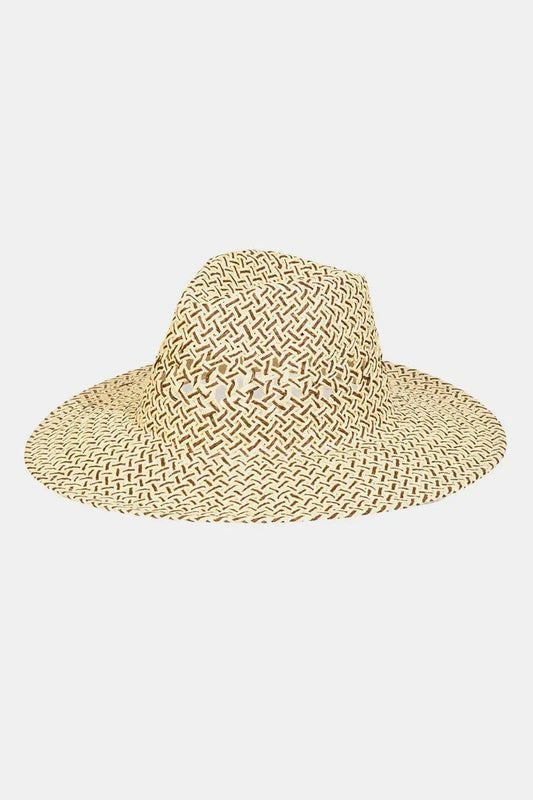 Fame Cutout Woven Straw Hat KA One Size - Fashorio