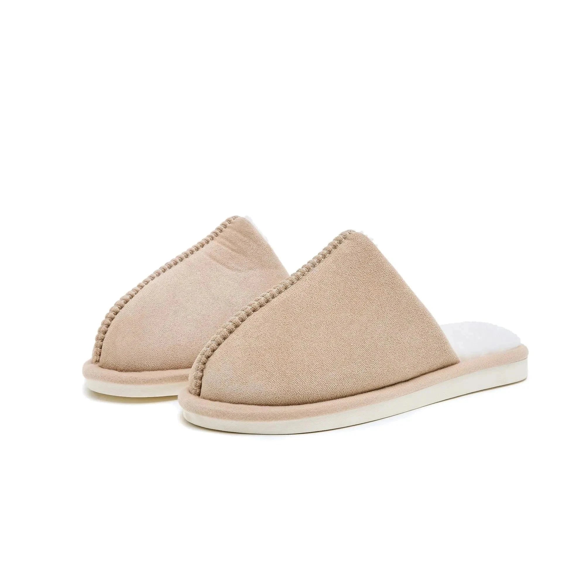 Fashorio Khaki / 36-37 Cozy Soft Fleece Indoor Slippers