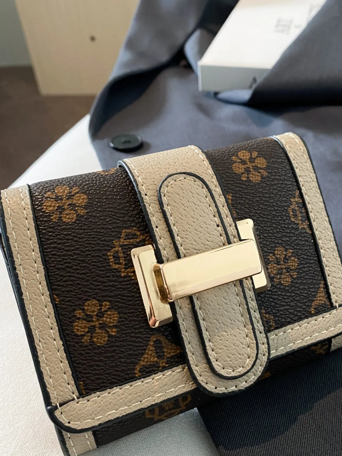 Fashorio Khaki / One Size Printed PU Leather Wallet