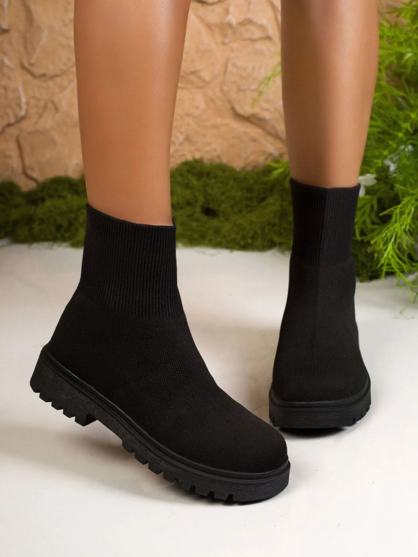 Fashorio Knit Ankle Boots with Sock-Like Comfort