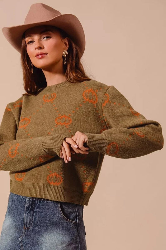 SO ME Pumpkin Rhombus Halloween Thanksgiving Sweater - Fashorio