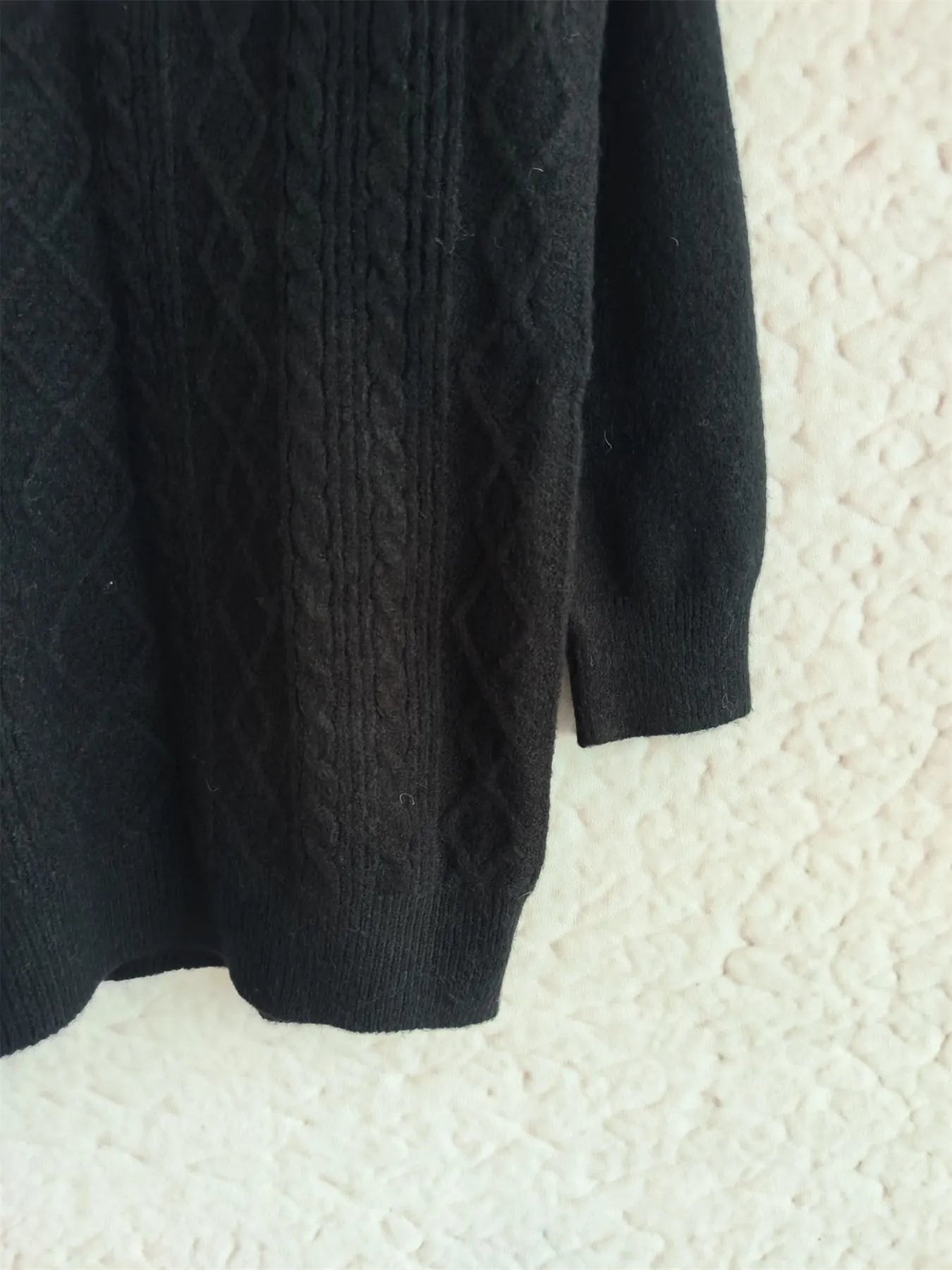 Fashorio Knit Tops Texture Zip Collar Long Sleeve Sweater