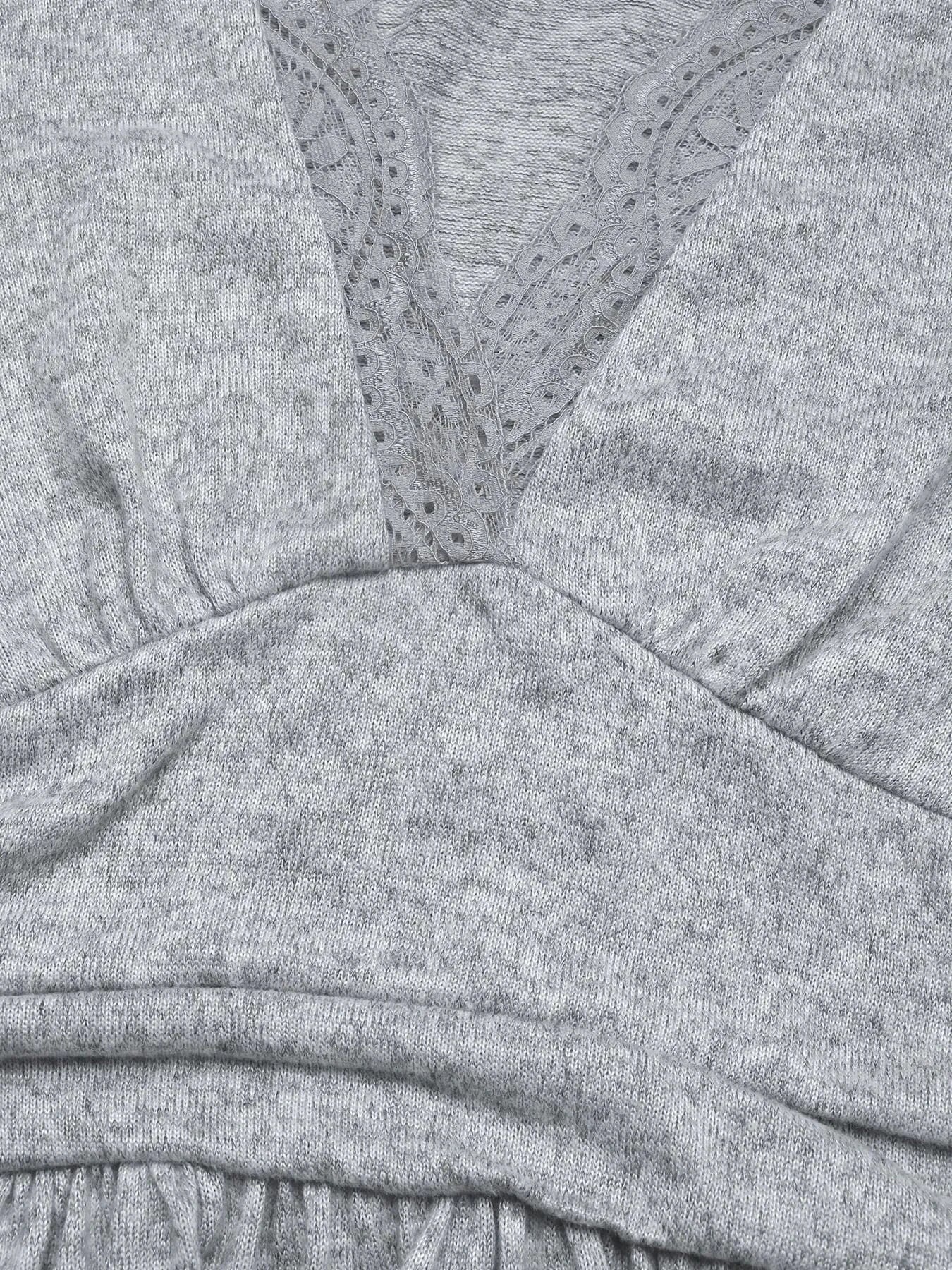 Fashorio Lace Detail V-Neck Maxi Dress with Side Slit