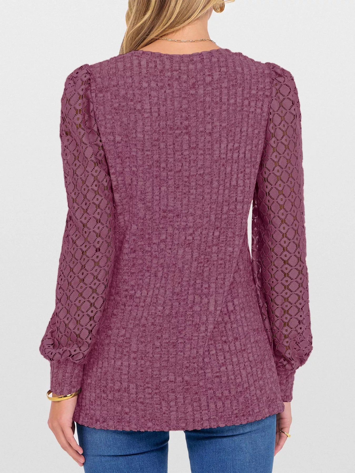 Fashorio Lace Sleeve V-Neck T-Shirt