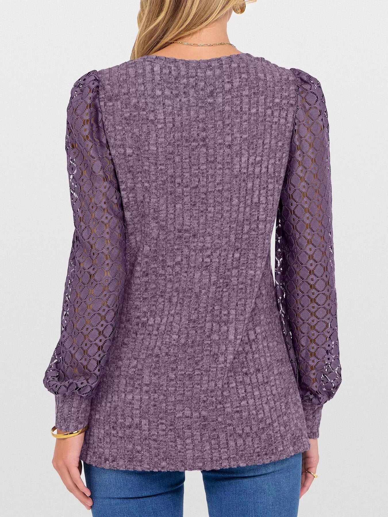 Fashorio Lace Sleeve V-Neck T-Shirt