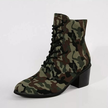 Lace Up Block Heels Boots - Fashorio