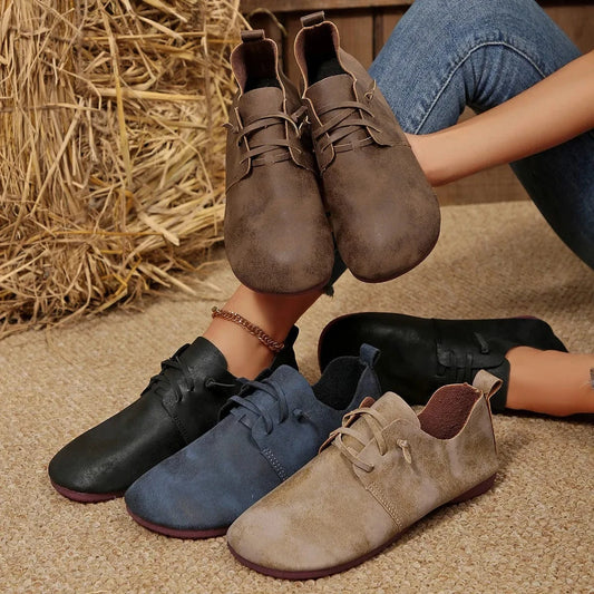 Lace-Up Flats Loafers - Fashorio