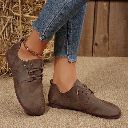 Lace-Up Flats Loafers - Fashorio