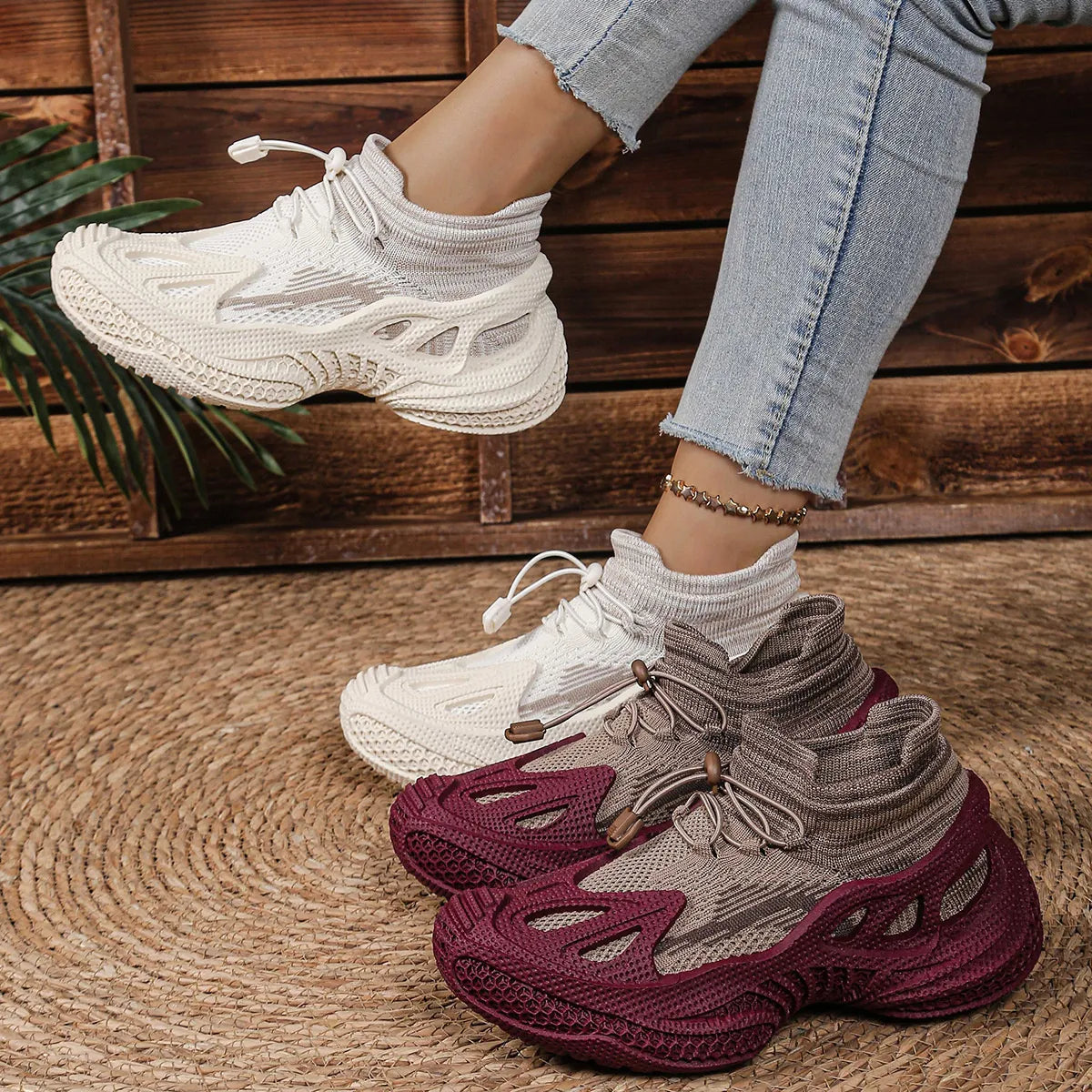 Fashorio Lace Up Mesh Athletic