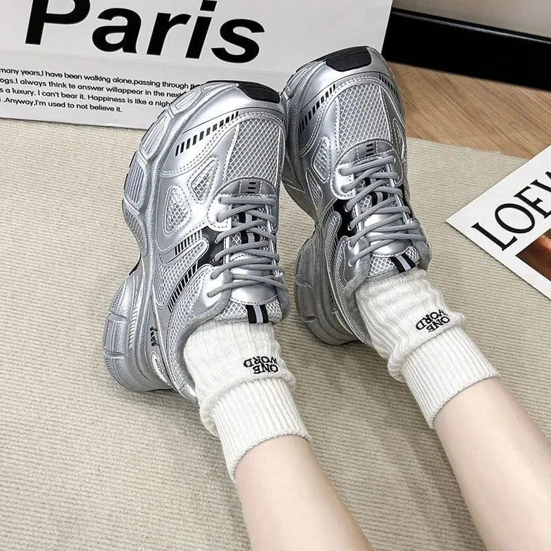 Lace Up Platform Athletic Shoes - Fashorio