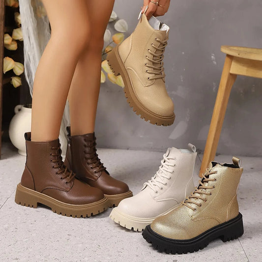 Lace Up Platform Boots - Fashorio