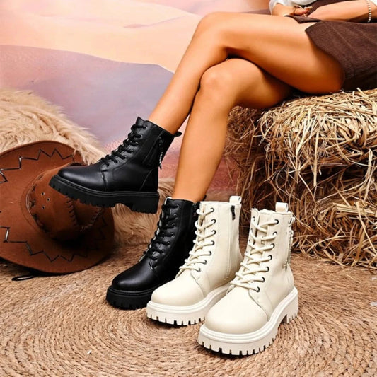 Lace-Up Platform Boots - Fashorio