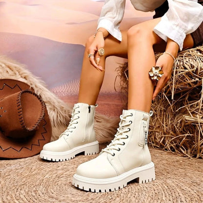 Lace-Up Platform Boots - Fashorio