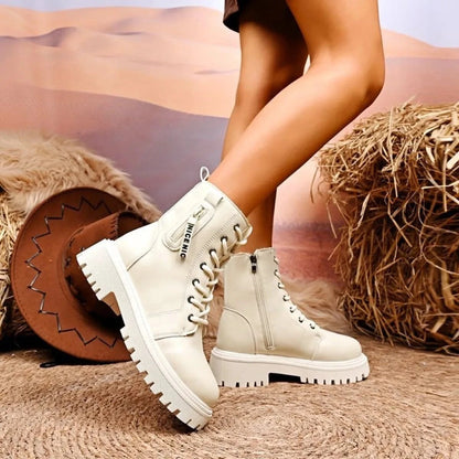 Lace-Up Platform Boots - Fashorio