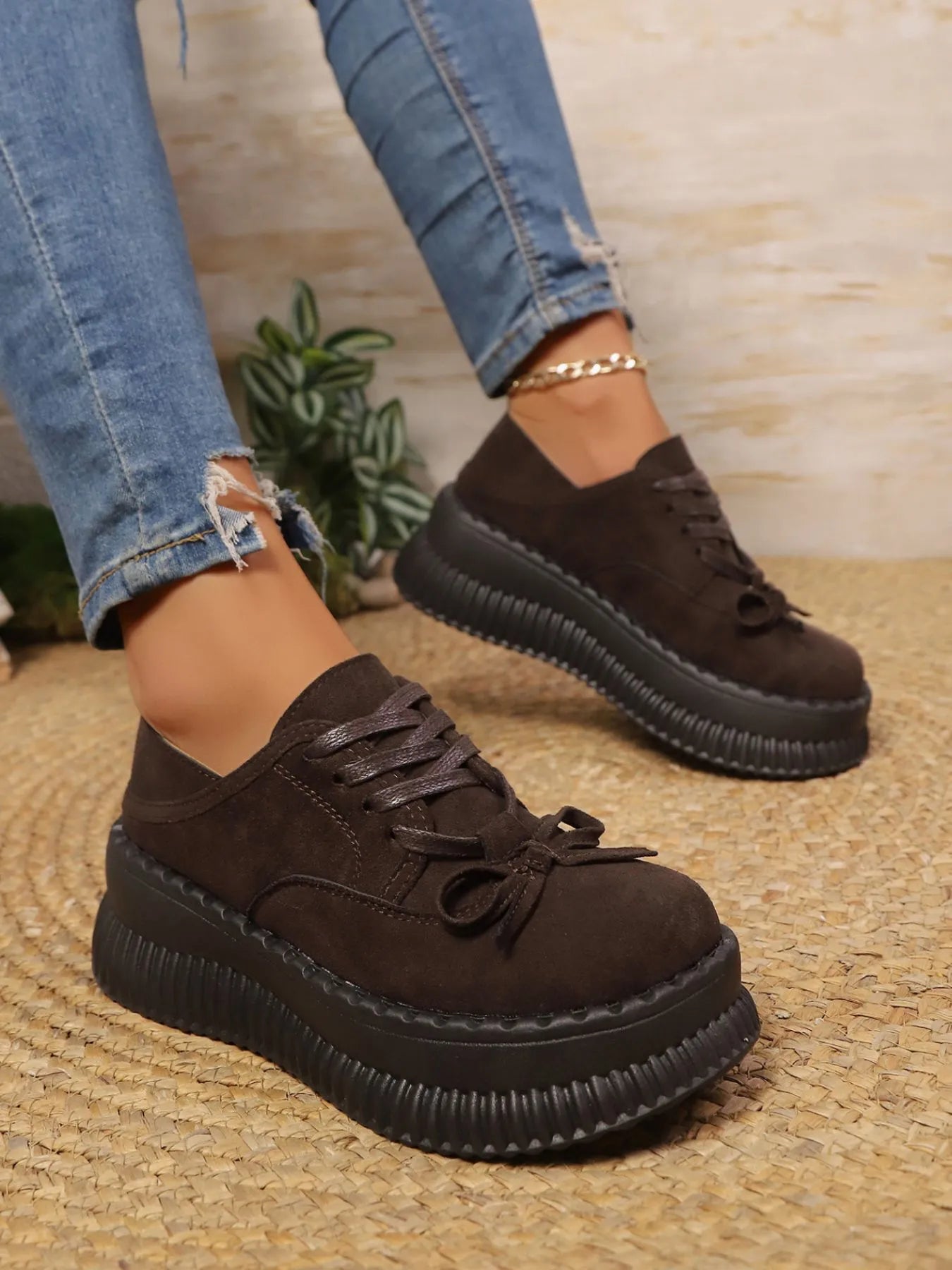 Fashorio Lace  Up Platform Loafers