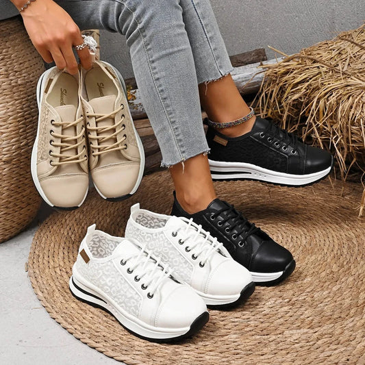 Lace-Up Platform Sneakers - Fashorio