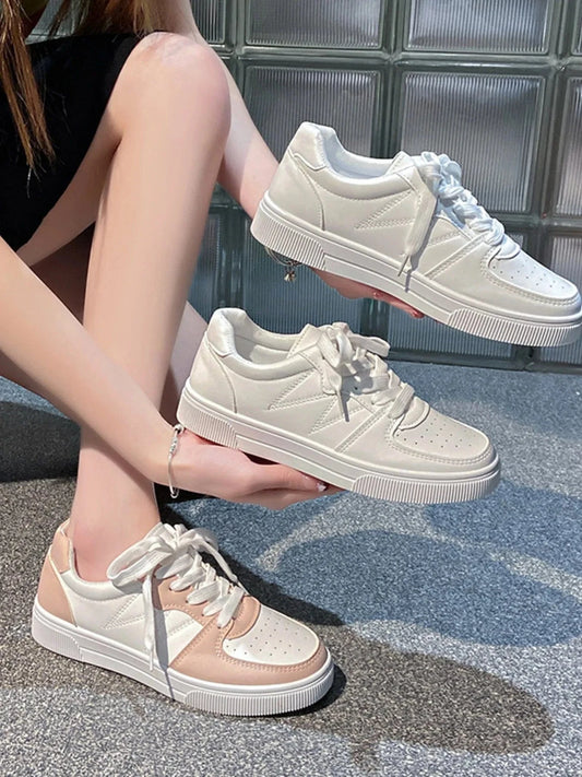 Lace Up Round Toe Sneakers - Fashorio