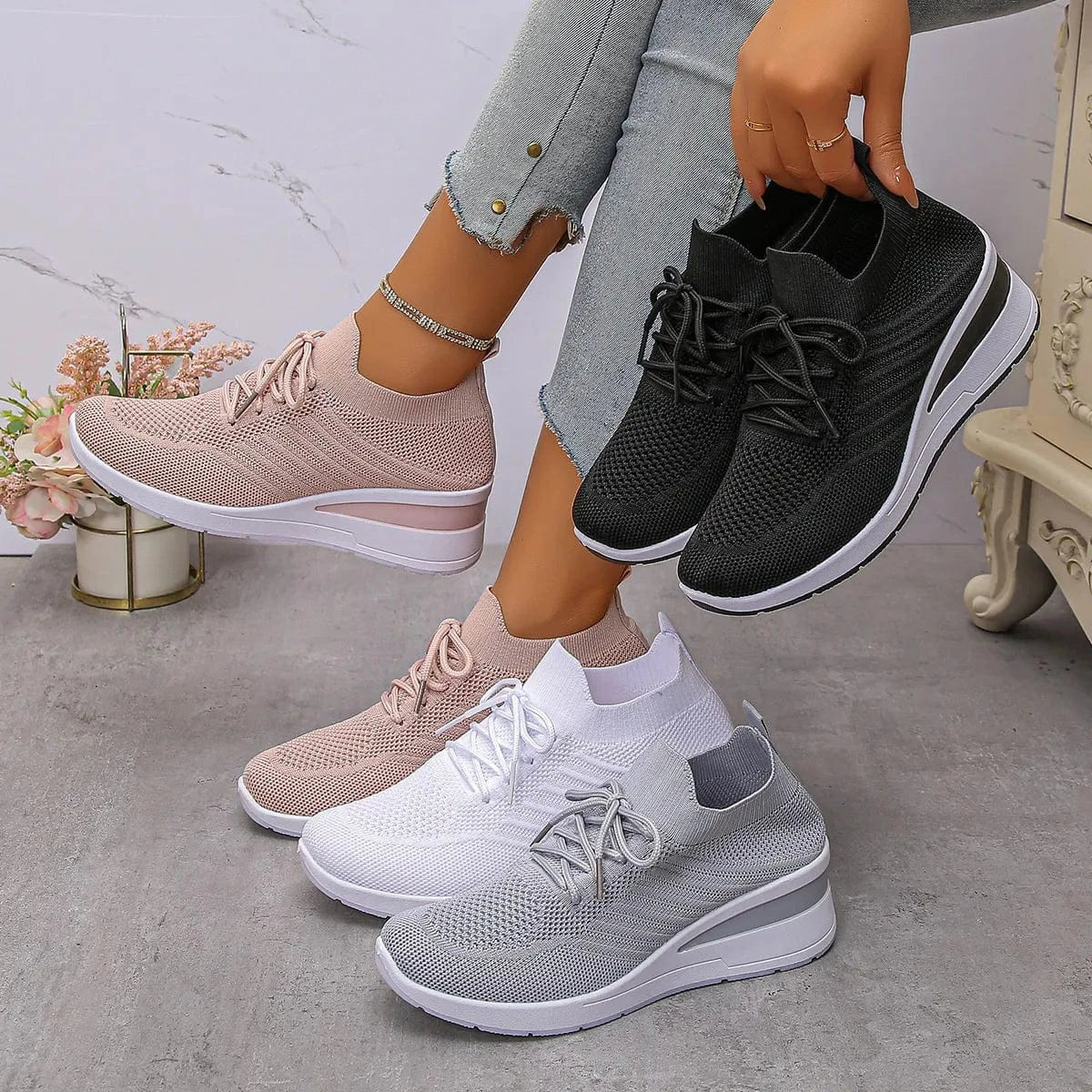 Fashorio Lace Up Wedge Athletic