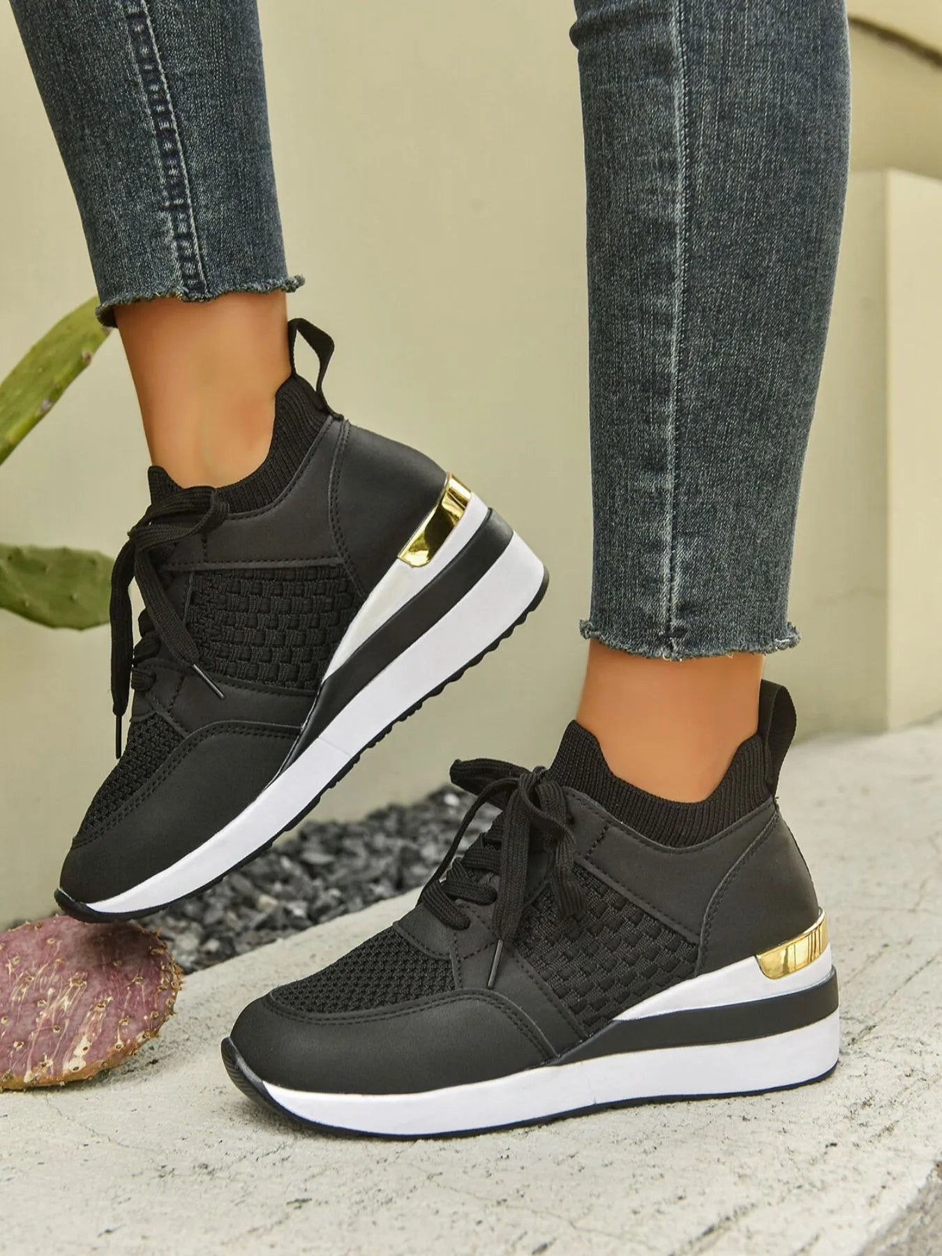 Fashorio Lace Up Wedge Athletic