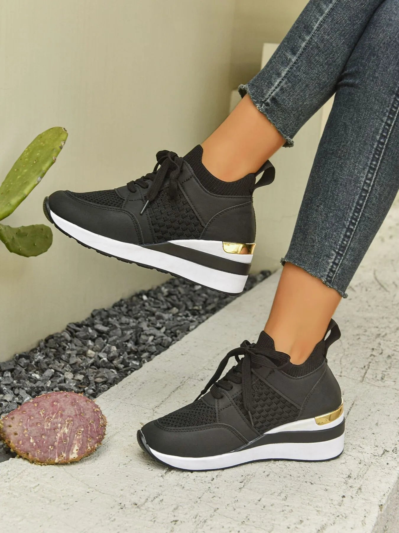 Fashorio Lace Up Wedge Athletic