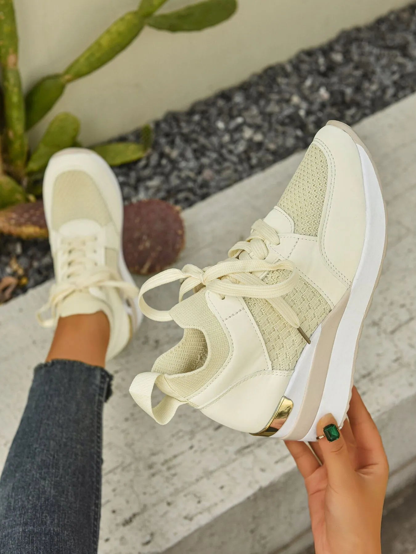 Fashorio Lace Up Wedge Athletic