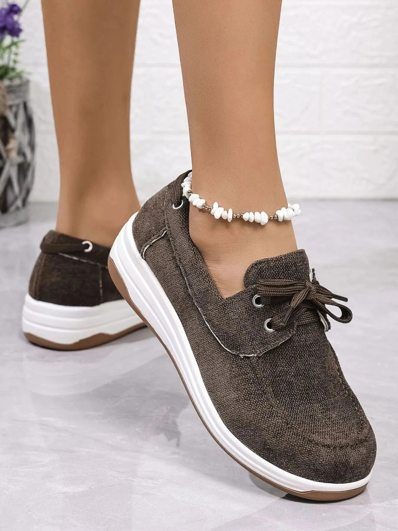Lace Up Wedge Sneakers - Fashorio