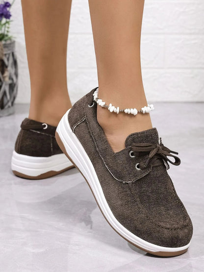 Lace Up Wedge Sneakers - Fashorio