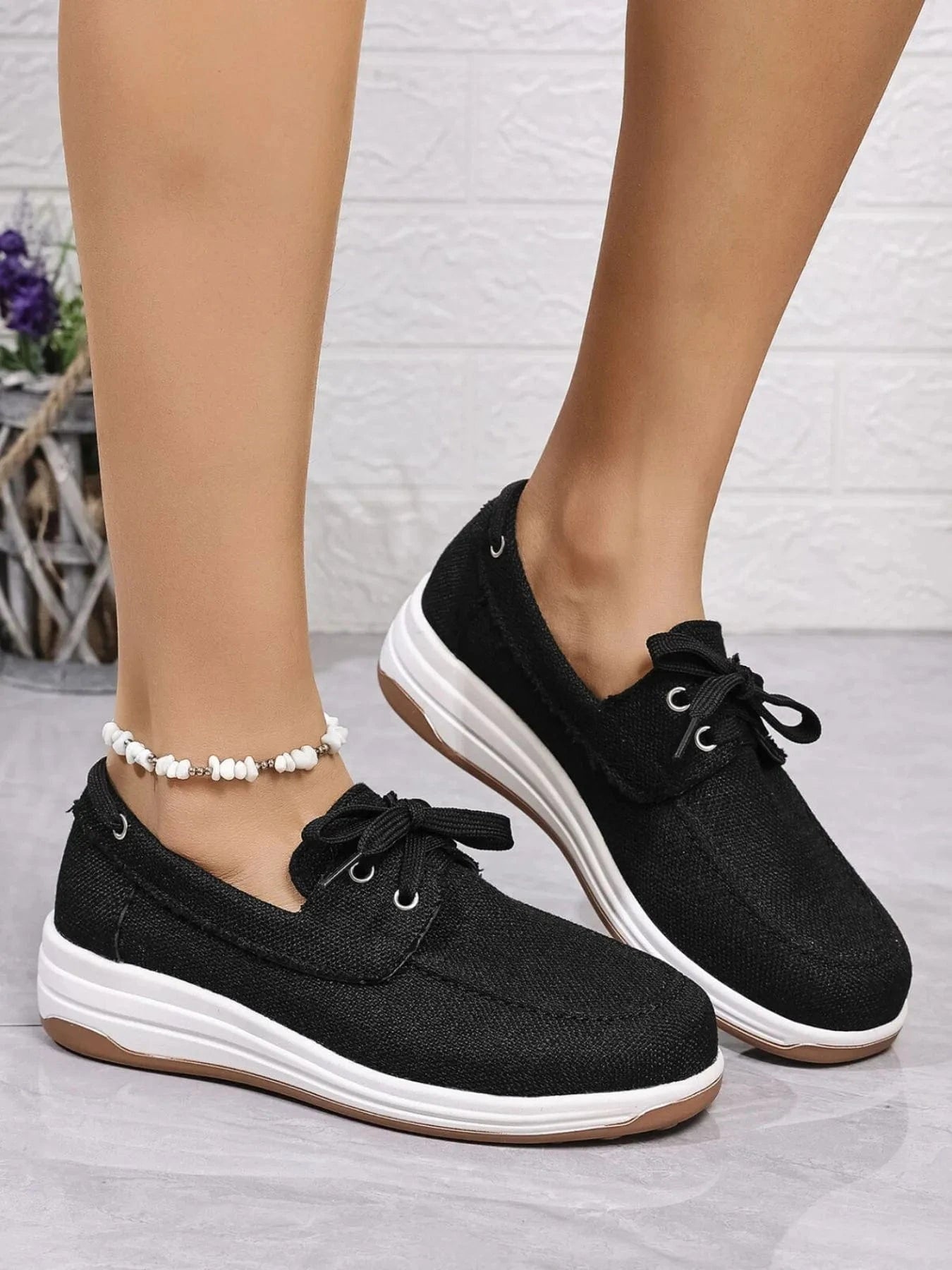 Lace Up Wedge Sneakers - Fashorio