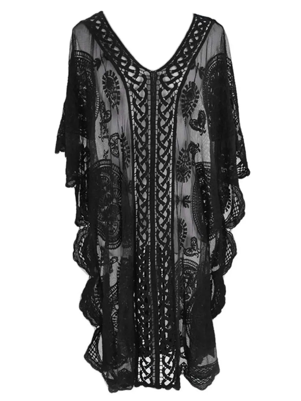 Fashorio Lace V-Neck Half Sleeve Cover-Up