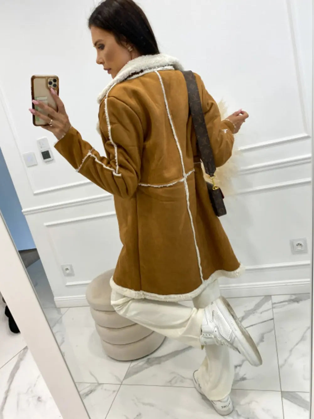 Fashorio Lapel Collar Exposed Seam Buttoned Coat