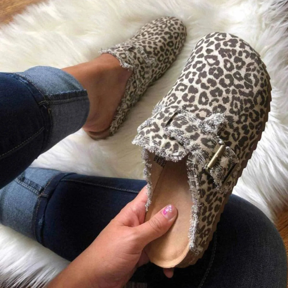 Fashorio Leopard / 36(US5) Round Toe Flats Loafers