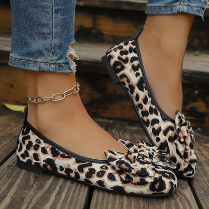 Leopard Bow Slip-Ons - Fashorio