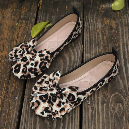 Leopard Bow Slip-Ons - Fashorio