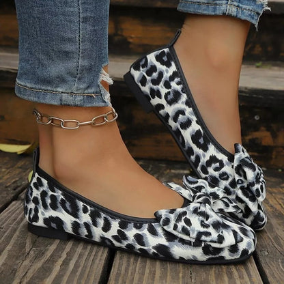 Leopard Bow Slip-Ons - Fashorio
