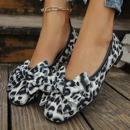 Leopard Bow Slip-Ons - Fashorio