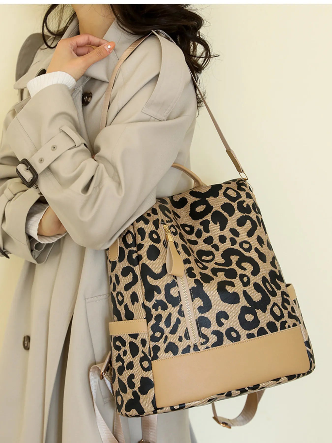Fashorio Leopard Print Backpack Bag