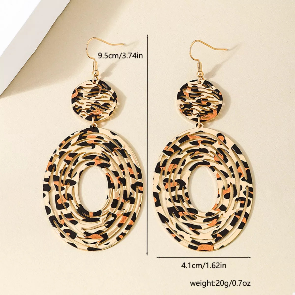 Fashorio Leopard Print / One Size Leopard Print Dangle Earrings
