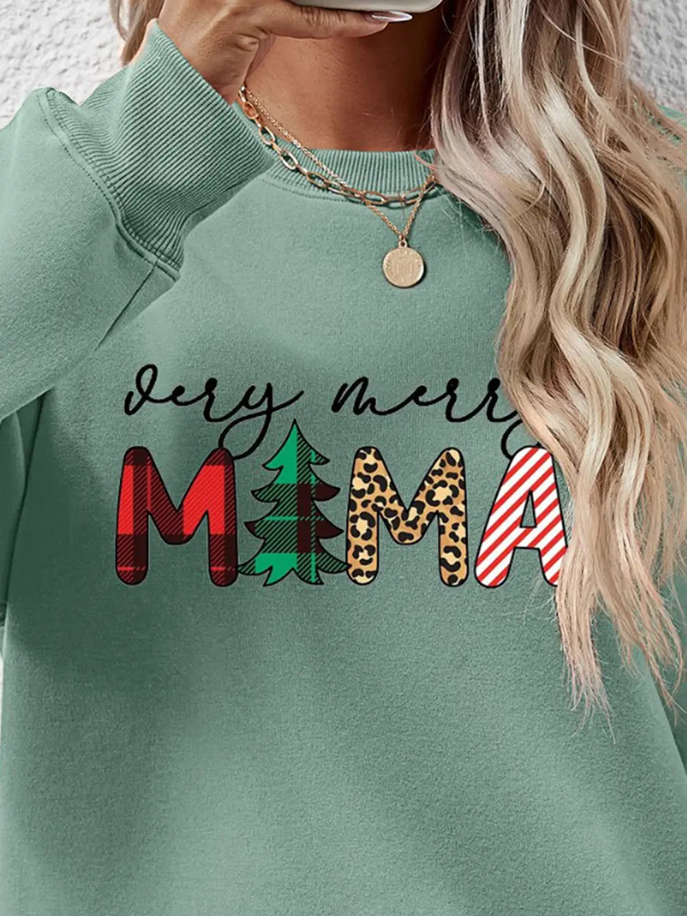 Fashorio Letter Graphic Round Neck Long Sleeve Sweatshirt