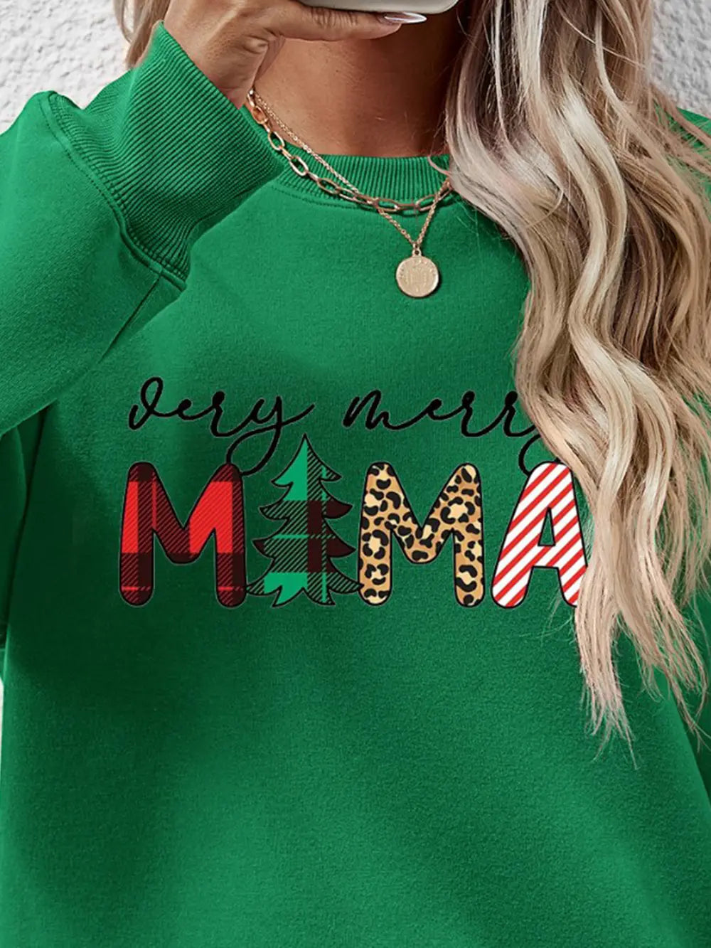 Fashorio Letter Graphic Round Neck Long Sleeve Sweatshirt