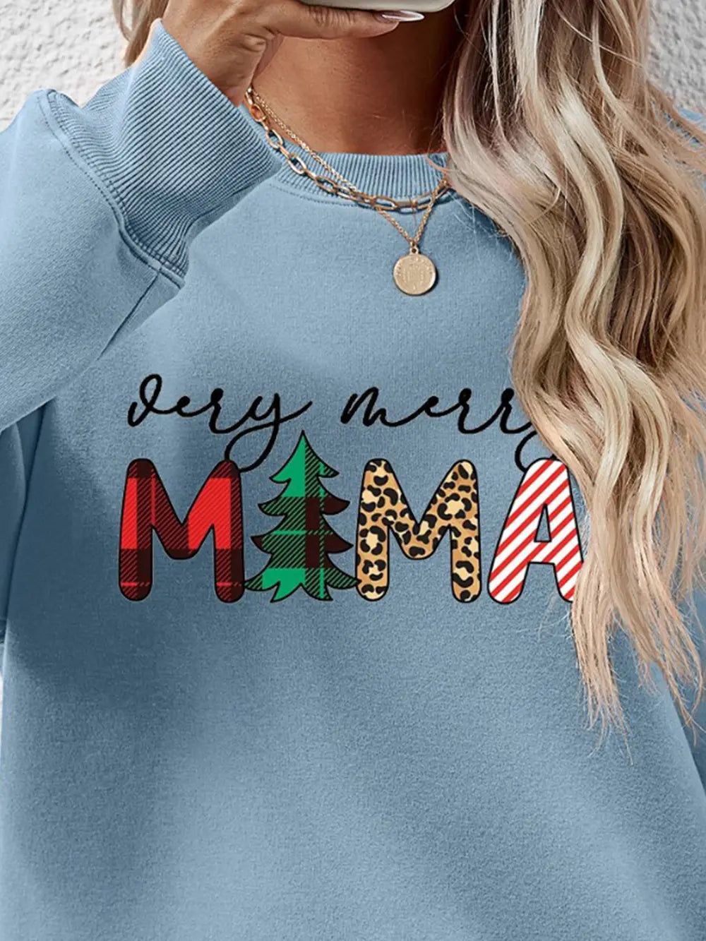 Fashorio Letter Graphic Round Neck Long Sleeve Sweatshirt